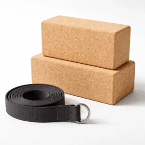 FitGear Point Cork Yoga Blocks (2 Pack) + Cotton Yoga Strap – Eco-Friendly Alignment Set in Pakistan